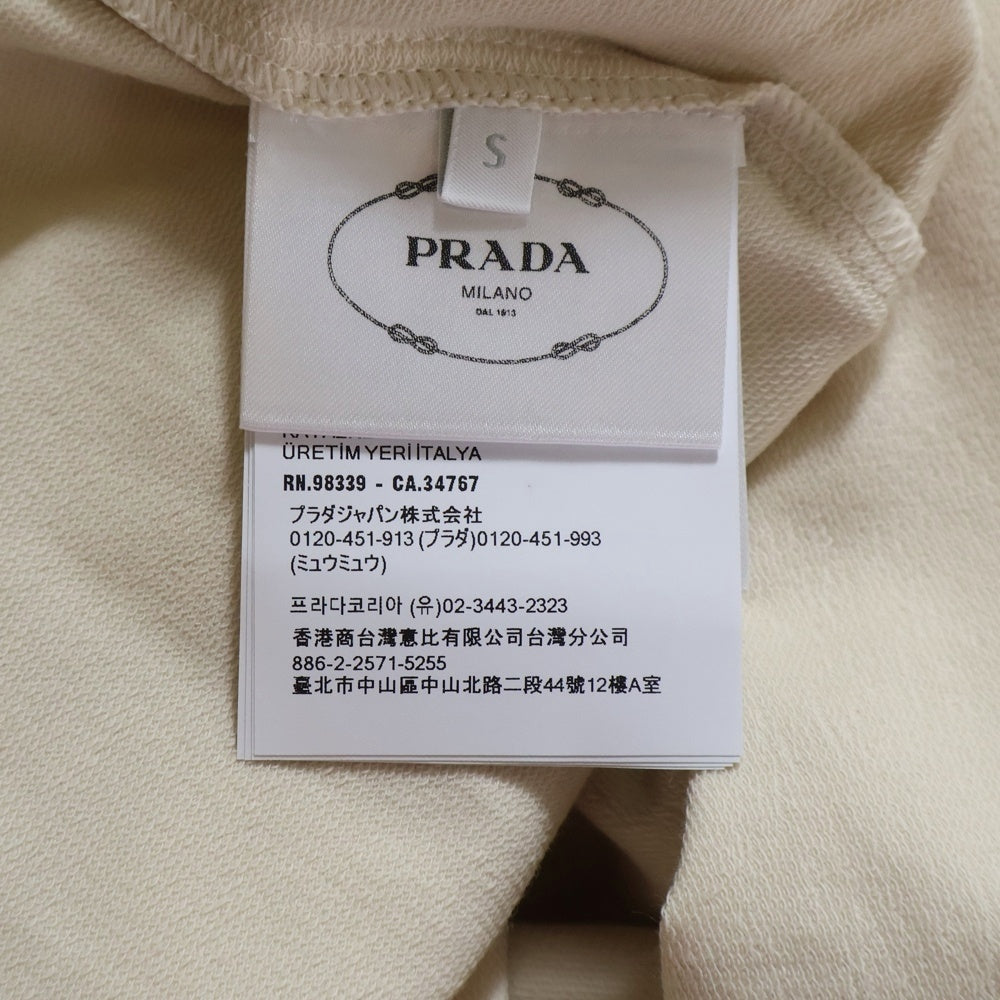 PRADA(プラダ) Sand Stretch Cotton Oversize Sweatshirt サンドストレッチコットン オーバーサイズ プルオーバーフーディー パーカー 134691 アイボリー レディース