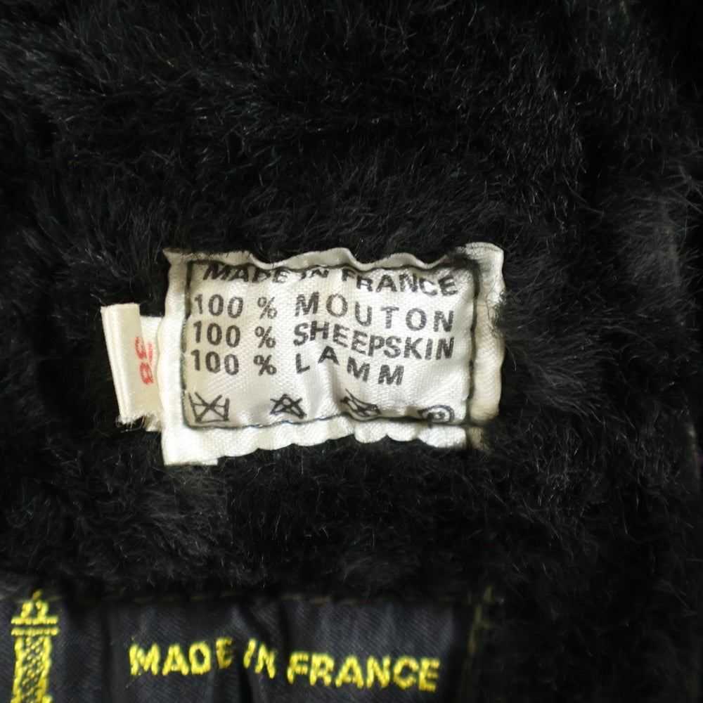VINTAGE(ヴィンテージ) 80-90S MOUTON JACKET MADE IN FRANCE フランス製 ムートンジャケット カーキ/ブラック レディース