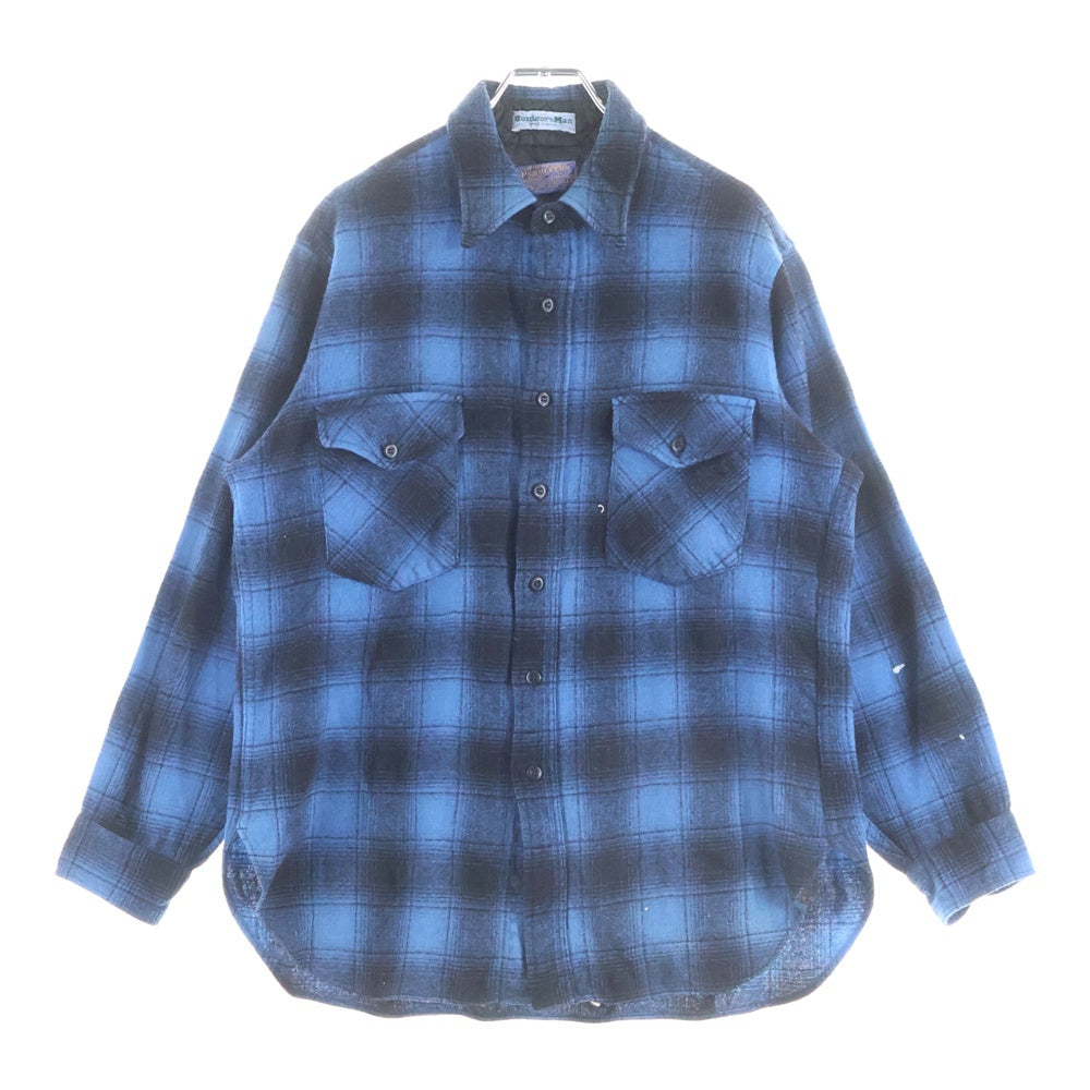 PENDLETON(ペンドルトン) 60S VINTAGE CHECK WOOL L/S SHIRT OUTDOORS MAN オンブレチェック ウール 長袖シャツ ブルー/ブラック