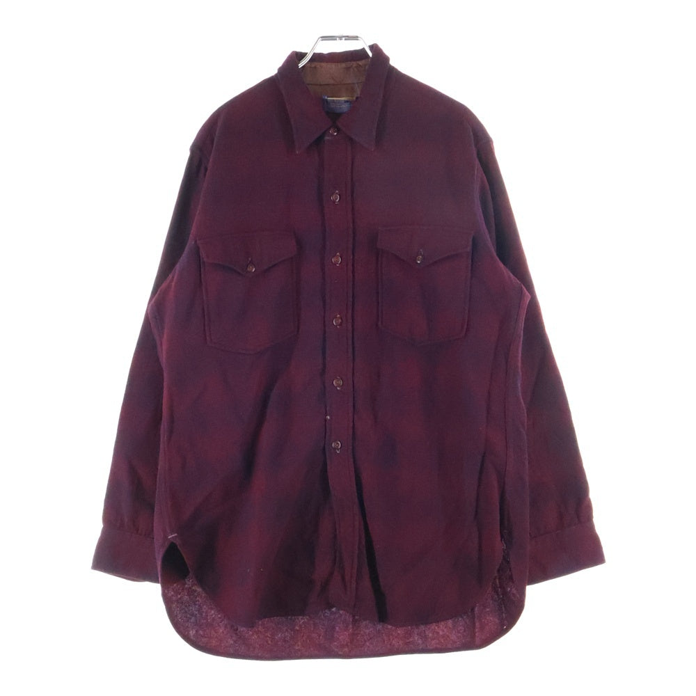 PENDLETON(ペンドルトン) 50S VINTAGE CHECK WOOL L/S SHIRT オンブレチェック ウール 長袖シャツ レッド/ブラック