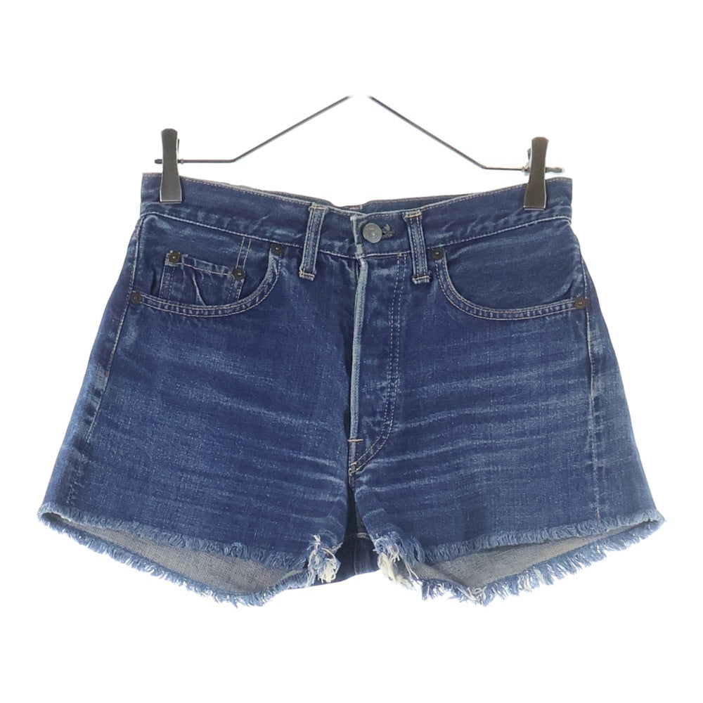 Levi's(リーバイス) 501 ATYPE CUT OFF BIGE 不均等V 両面タブ ボタン裏4 タイプ物 カットオフ Vステッチ ショートデニムパンツ ブルー レディース