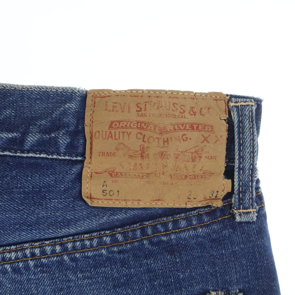 Levi's(リーバイス) 501 ATYPE CUT OFF BIGE 不均等V 両面タブ ボタン裏4 タイプ物 カットオフ Vステッチ ショートデニムパンツ ブルー レディース