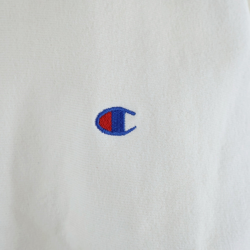 CHAMPION(チャンピオン) 90s VINTAGE REVERSE WEAVE ロゴ刺繍 クルーネックスウェット長袖トレーナー ホワイト