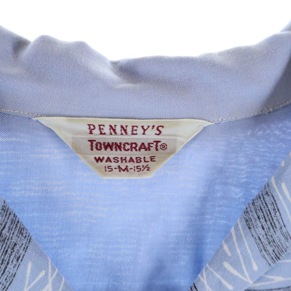 PENNEYS TOWNCRAFT(ぺニーズタウンクラフト) 50S WASHABLE RAYON OPEN COLLAR L/S SHIRT 長袖 レーヨン シャツ ブルー