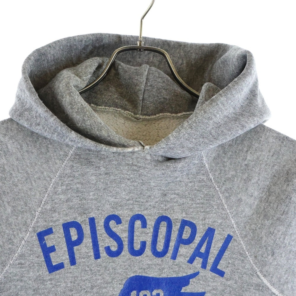 VINTAGE(ヴィンテージ) 60S EPISCOPAL TRACK WING FOOT PRINT HOODIE PARKA 3段 袖貫通 脇ガゼット 霜降り ウィングフット フロントプリント フーディー パーカー グレー