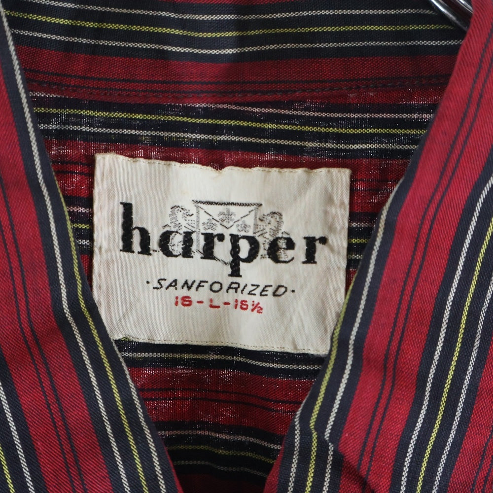 VINTAGE(ヴィンテージ) 60S HARPER ハーパー BD STRIPE L/S SHIRT ボタンダウン ストライプシャツ シャツ 長袖 レッド/ブラック