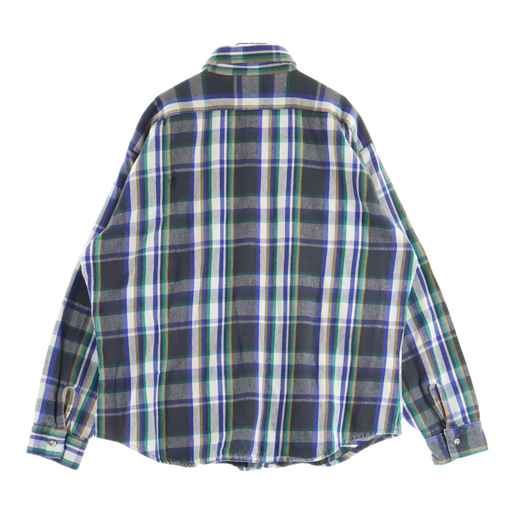 VINTAGE(ヴィンテージ) 80-90S GREAT NORTHWEST SPORTSWEAR グレート ノースウエスト スポーツウェア CHECK L/S SHIRT USA製 長袖 チェック シャツ ホワイト/ブルー/グリーン