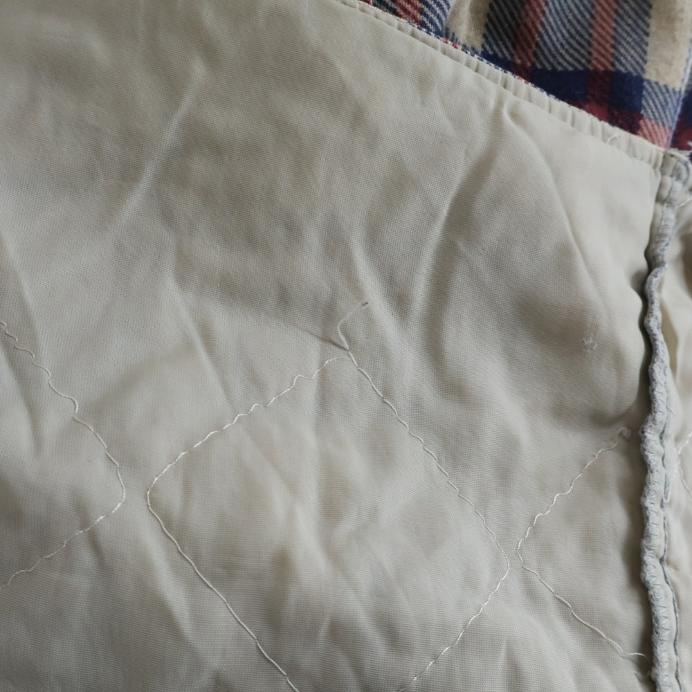 VINTAGE(ヴィンテージ) 70S SEARS CHECK L/S SHIRT USA製 裏地キルティング 長袖 チェック シャツ ホワイト/ブルー/レッド