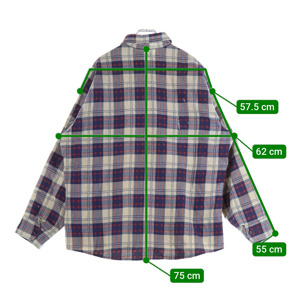 VINTAGE(ヴィンテージ) 70S SEARS CHECK L/S SHIRT USA製 裏地キルティング 長袖 チェック シャツ ホワイト/ブルー/レッド