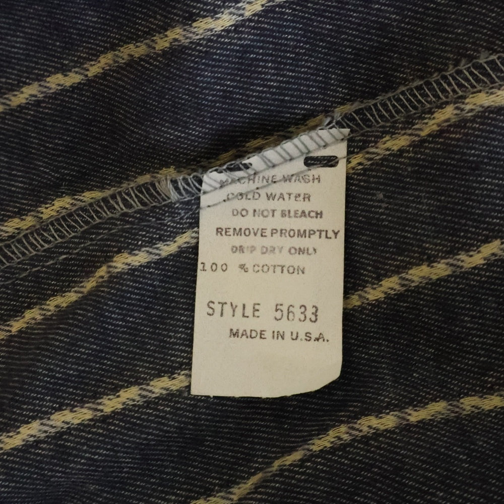 VINTAGE(ヴィンテージ) 60S CANCHA DEAD STOCK STRIPE L/S OPEN COLLAR COTTON SHIRT USA製 カンチャ デッドストック ストライプ 長袖 オープンカラーシャツ ブルー/ベージュ 5633