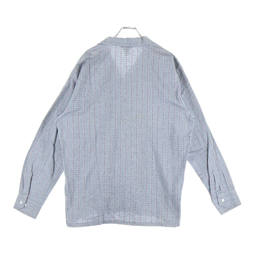 VINTAGE(ヴィンテージ) 60S CANCHA DEAD STOCK STRIPE L/S OPEN COLLAR COTTON SHIRT USA製 カンチャ デッドストック ストライプ 長袖 オープンカラーシャツ グレー/ピンク 5633