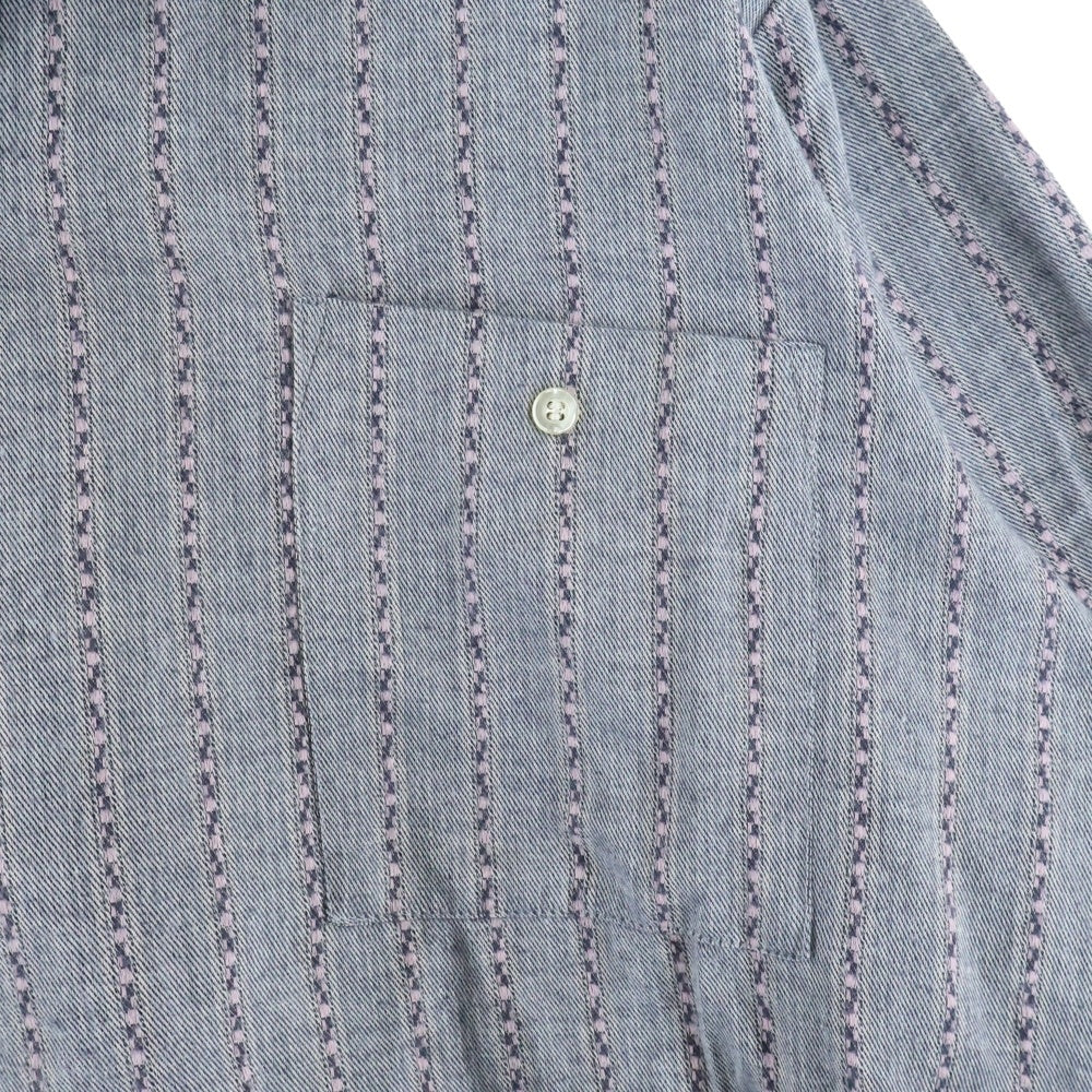 VINTAGE(ヴィンテージ) 60S CANCHA DEAD STOCK STRIPE L/S OPEN COLLAR COTTON SHIRT USA製 カンチャ デッドストック ストライプ 長袖 オープンカラーシャツ グレー/ピンク 5633
