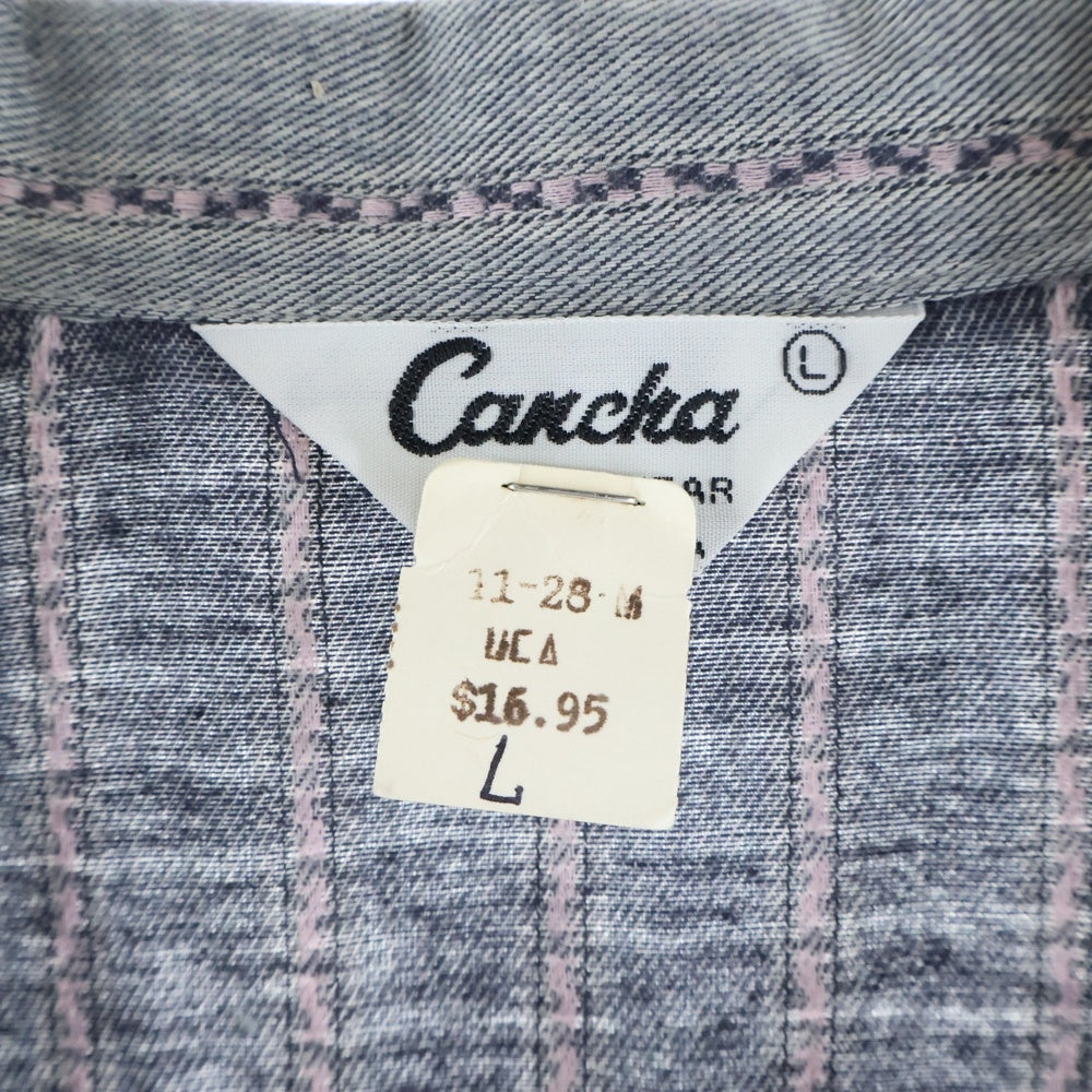 VINTAGE(ヴィンテージ) 60S CANCHA DEAD STOCK STRIPE L/S OPEN COLLAR COTTON SHIRT USA製 カンチャ デッドストック ストライプ 長袖 オープンカラーシャツ グレー/ピンク 5633