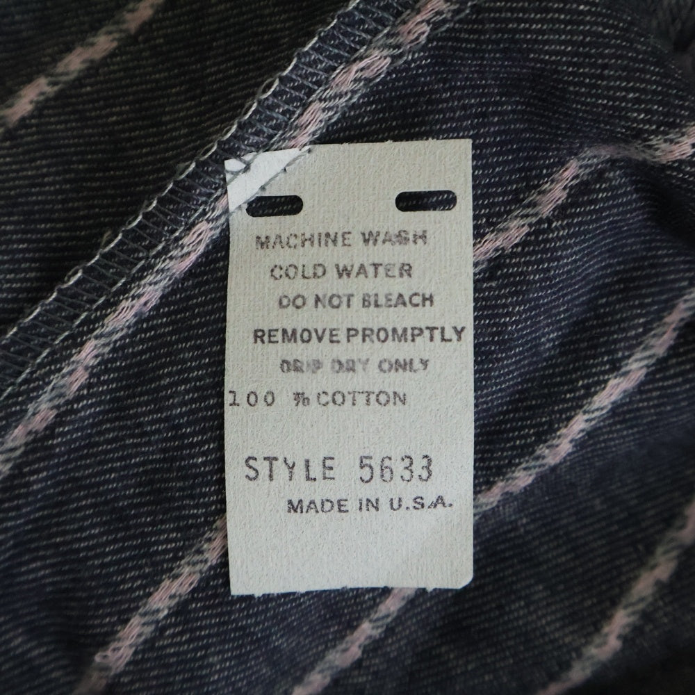 VINTAGE(ヴィンテージ) 60S CANCHA DEAD STOCK STRIPE L/S OPEN COLLAR COTTON SHIRT USA製 カンチャ デッドストック ストライプ 長袖 オープンカラーシャツ グレー/ピンク 5633