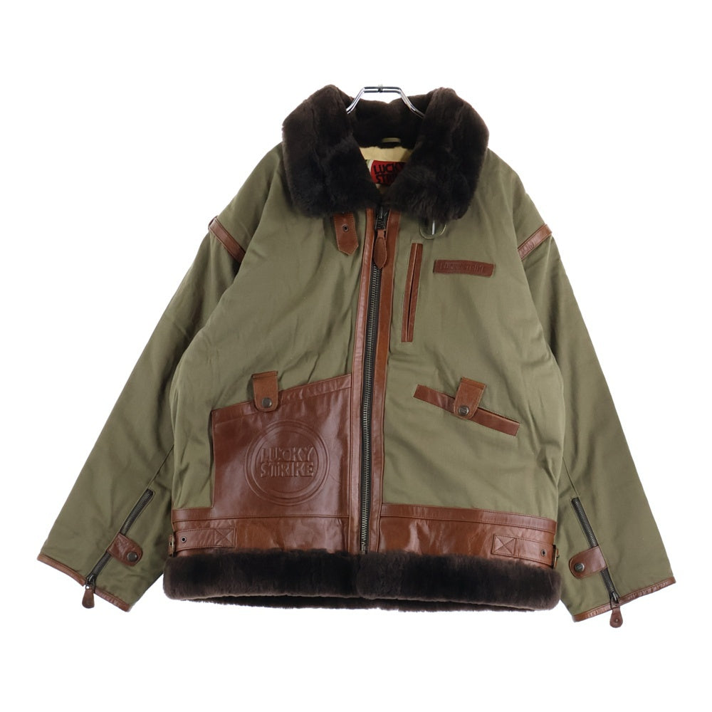 VINTAGE(ヴィンテージ) 90S LUCKY STRIKE MOUTON JACKET ラッキーストライク ムートンジャケット カーキ/ブラウン
