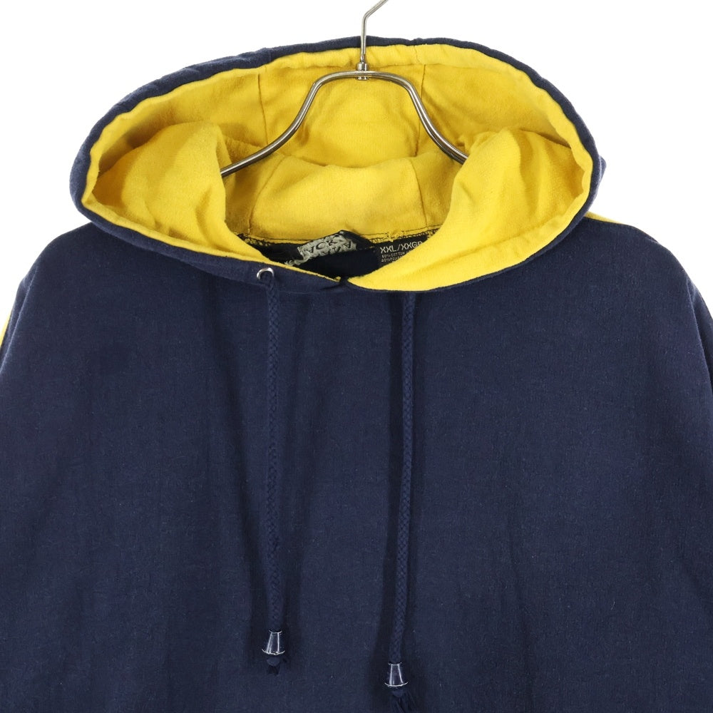 VINTAGE(ヴィンテージ) BANANA JACK バナナジャック PULLOVER HOODIE SWEAT MA-1 TYPE ライン 袖ポケット プルオーバー フーディー パーカー ネイビー/イエロー