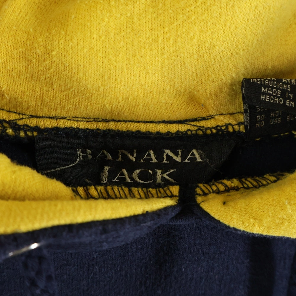 VINTAGE(ヴィンテージ) BANANA JACK バナナジャック PULLOVER HOODIE SWEAT MA-1 TYPE ライン 袖ポケット プルオーバー フーディー パーカー ネイビー/イエロー