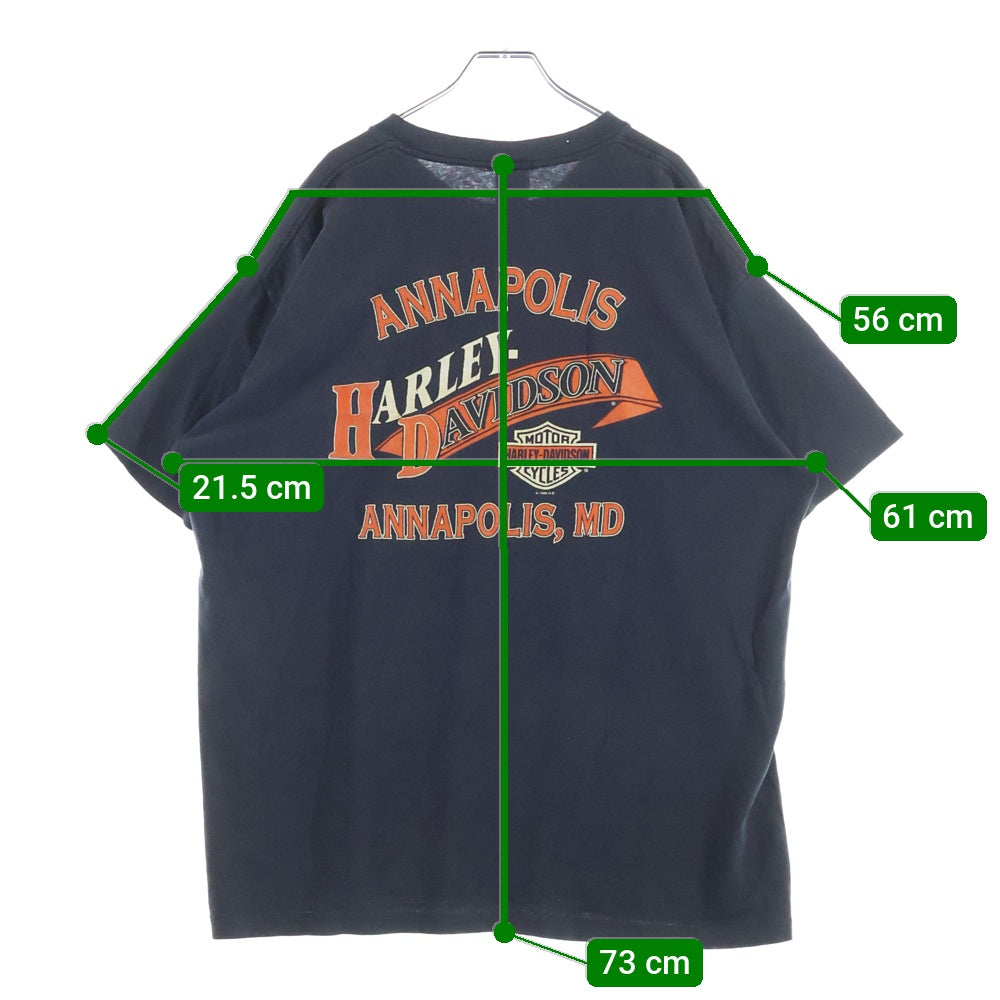 HARLEY DAVIDSON(ハーレーダビッドソン) 90s EAGLE FACE TEE イーグルフェイス 両面プリント Tシャツ ブラック