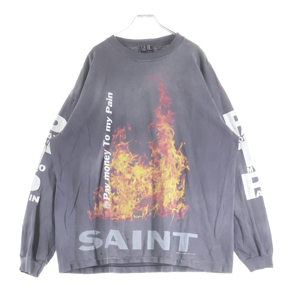 SAINT MICHAEL(セントマイケル) 24SS PTP LS TEE ヴィンテージ加工 長袖カットソー SM-YS8-0000-C50 グレー
