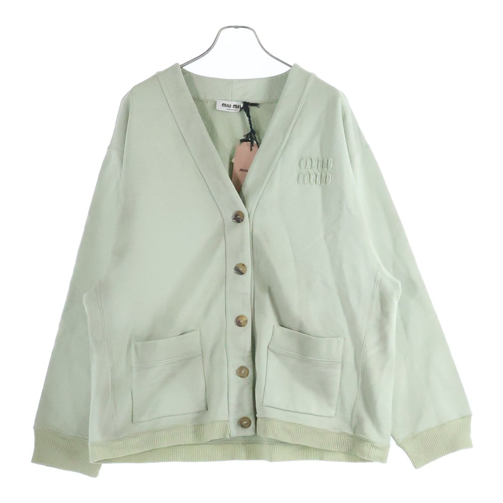 miumiu(ミュウミュウ) DIRT PROCESSING OVER SIZE CARDIGAN 汚れ加工 ワッペン 後染め コットンフリース カーディガン アイボリー MJL010 S000 14RU レディース