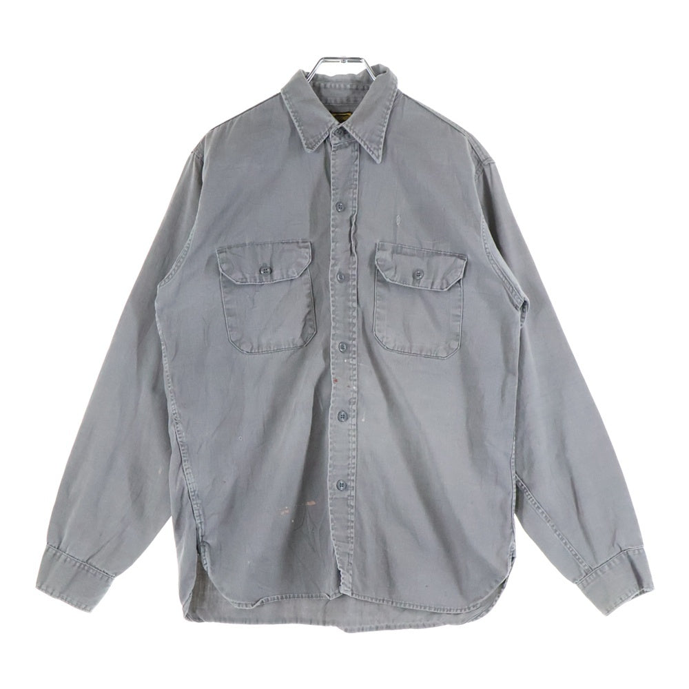 VINTAGE(ヴィンテージ) 50-60S WASHINGTON L/S SHIRT VAD DYED マチ付き フラップポケット 長袖 シャツ ブラウン
