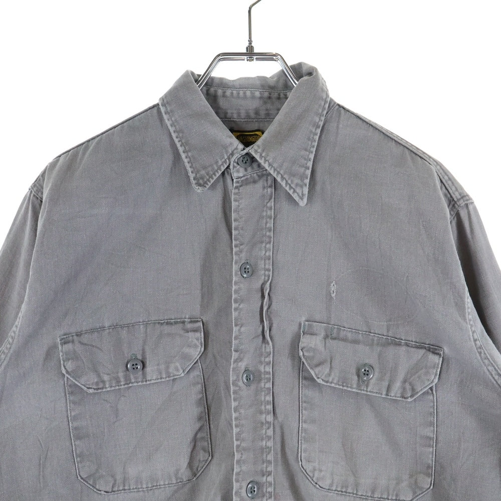VINTAGE(ヴィンテージ) 50-60S WASHINGTON L/S SHIRT VAD DYED マチ付き フラップポケット 長袖 シャツ ブラウン