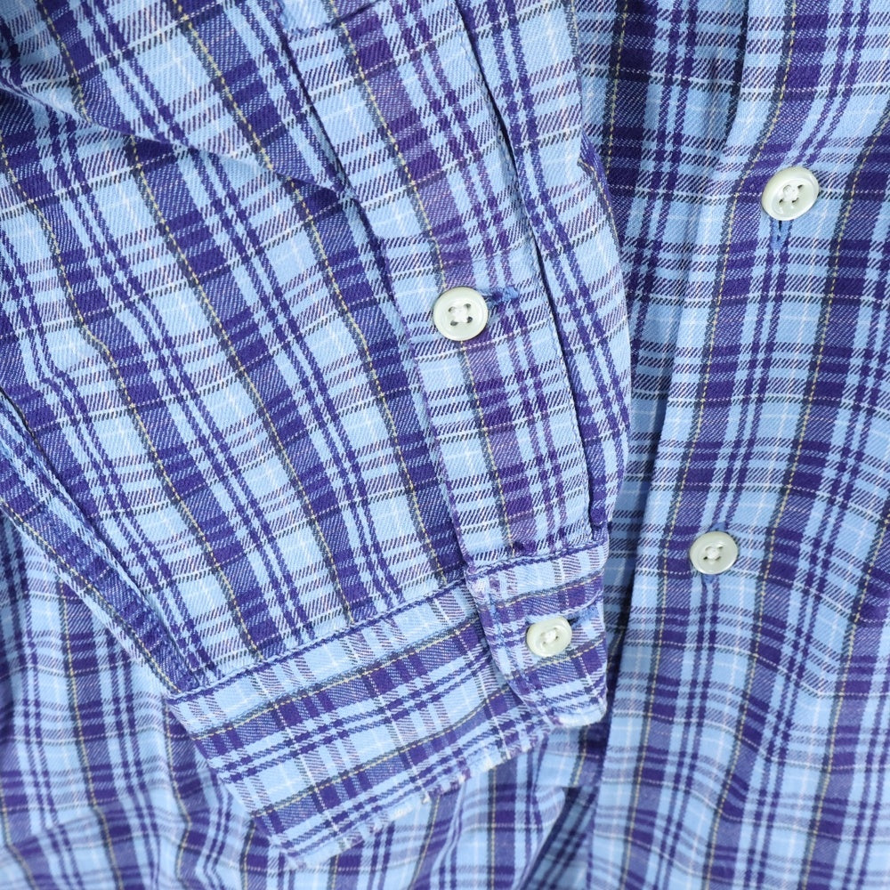 RALPH LAUREN SPORT(ラルフローレン スポーツ) 90-00S BD COTTON CHECK L/S SHIRT 刺繍 ボタンダウン コットン 長袖 チェック シャツ マチ付き ブルー/ネイビー/イエロー