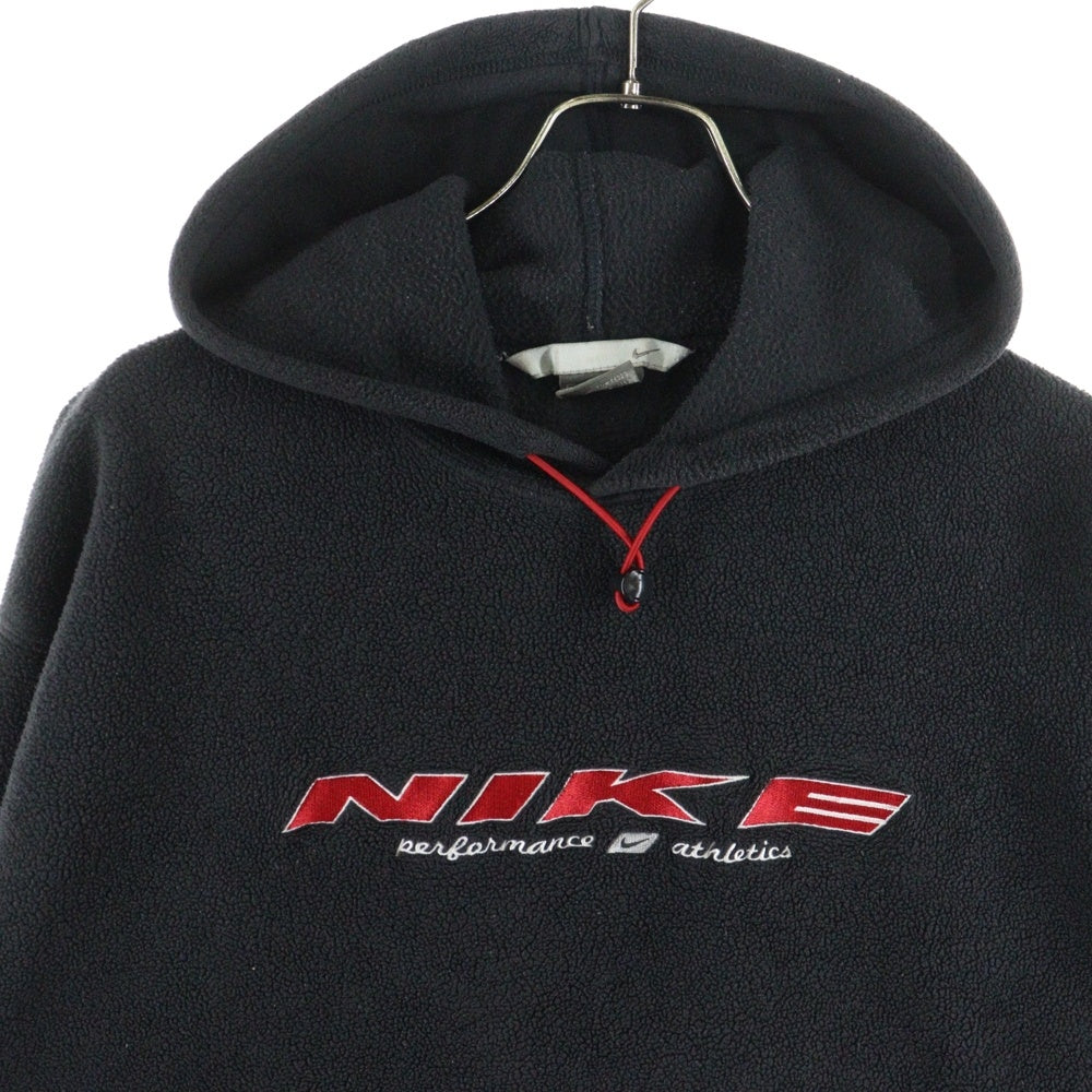NIKE(ナイキ) 00S LOGO FLEECE PULLOVER HOODIE PARKA インドネシア製 ロゴ刺繍 フリース プルオーバー パーカー フーディー ブラック