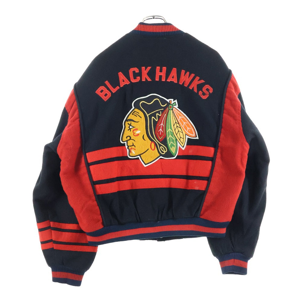 VINTAGE(ヴィンテージ) 90S NUTMEG BY CAMPRI ナツメグ バイ カンプリ NHL CHICAGO BLACK HAWKS VERSITY STUDIUM JACKET ウール ワッペン バーシティジャケット スタジアムジャケット