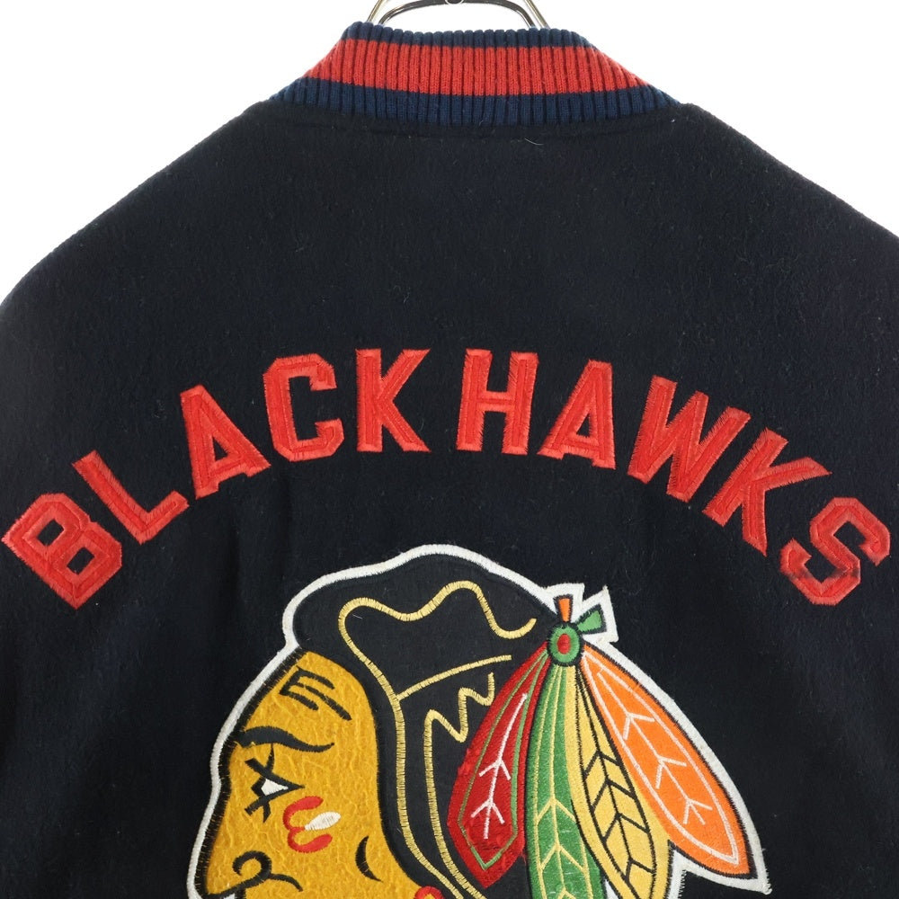 VINTAGE(ヴィンテージ) 90S NUTMEG BY CAMPRI ナツメグ バイ カンプリ NHL CHICAGO BLACK HAWKS VERSITY STUDIUM JACKET ウール ワッペン バーシティジャケット スタジアムジャケット
