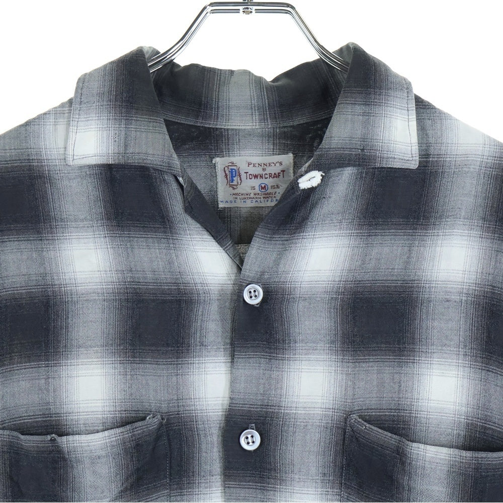 PENNEYS TOWNCRAFT(ぺニーズタウンクラフト) 50S RAYON OMBRE CHECK L/S SHIRT BIG-P デカP レーヨン オンブレ チェック 長袖シャツ ブラック/ホワイト