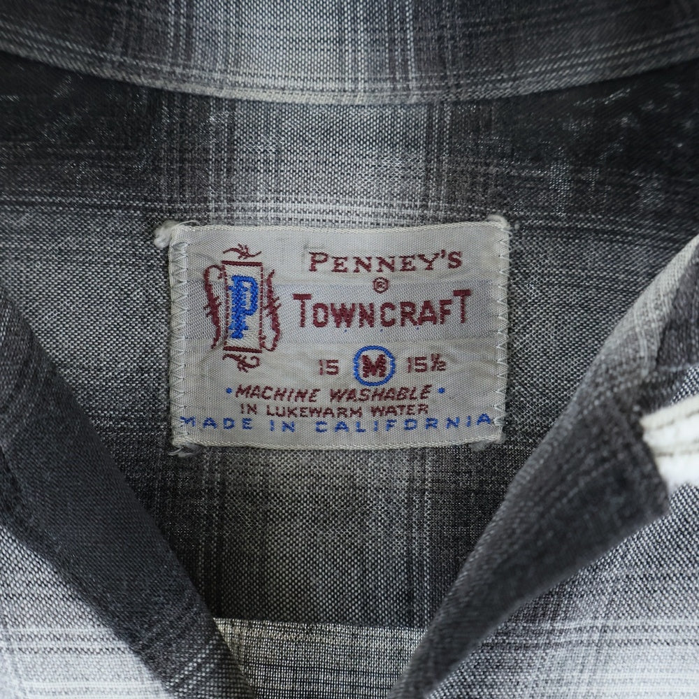 PENNEYS TOWNCRAFT(ぺニーズタウンクラフト) 50S RAYON OMBRE CHECK L/S SHIRT BIG-P デカP レーヨン オンブレ チェック 長袖シャツ ブラック/ホワイト