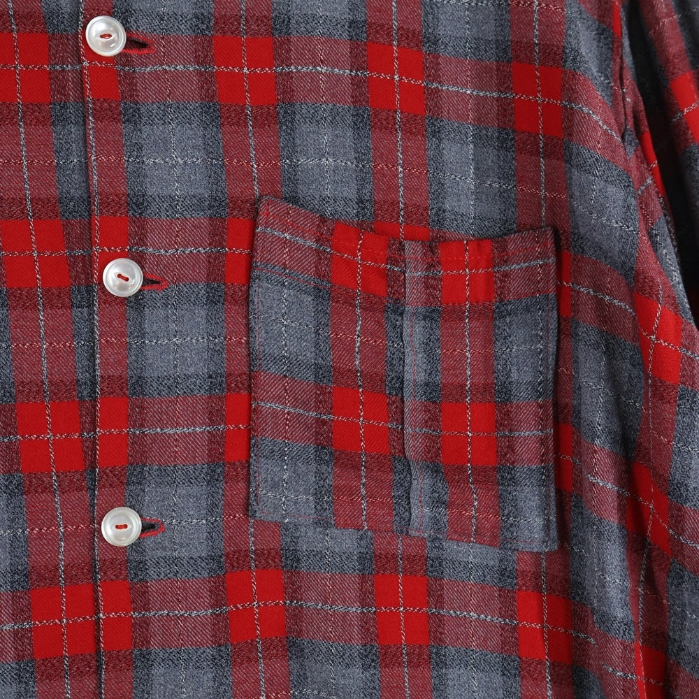 VINTAGE(ヴィンテージ) 50-60S RAYON GABARDINE OMBRE CHECK L/S SHIRT レーヨン ギャバジン オンブレ チェック 長袖シャツ レッド/グレー
