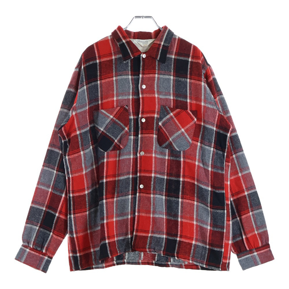 VINTAGE(ヴィンテージ) 50-60S PERSONALITY パーソナリティー WOOL RAYON CHECK L/S SHIRT ウール レーヨン チェック 長袖シャツ レッド/グレー/ブラック
