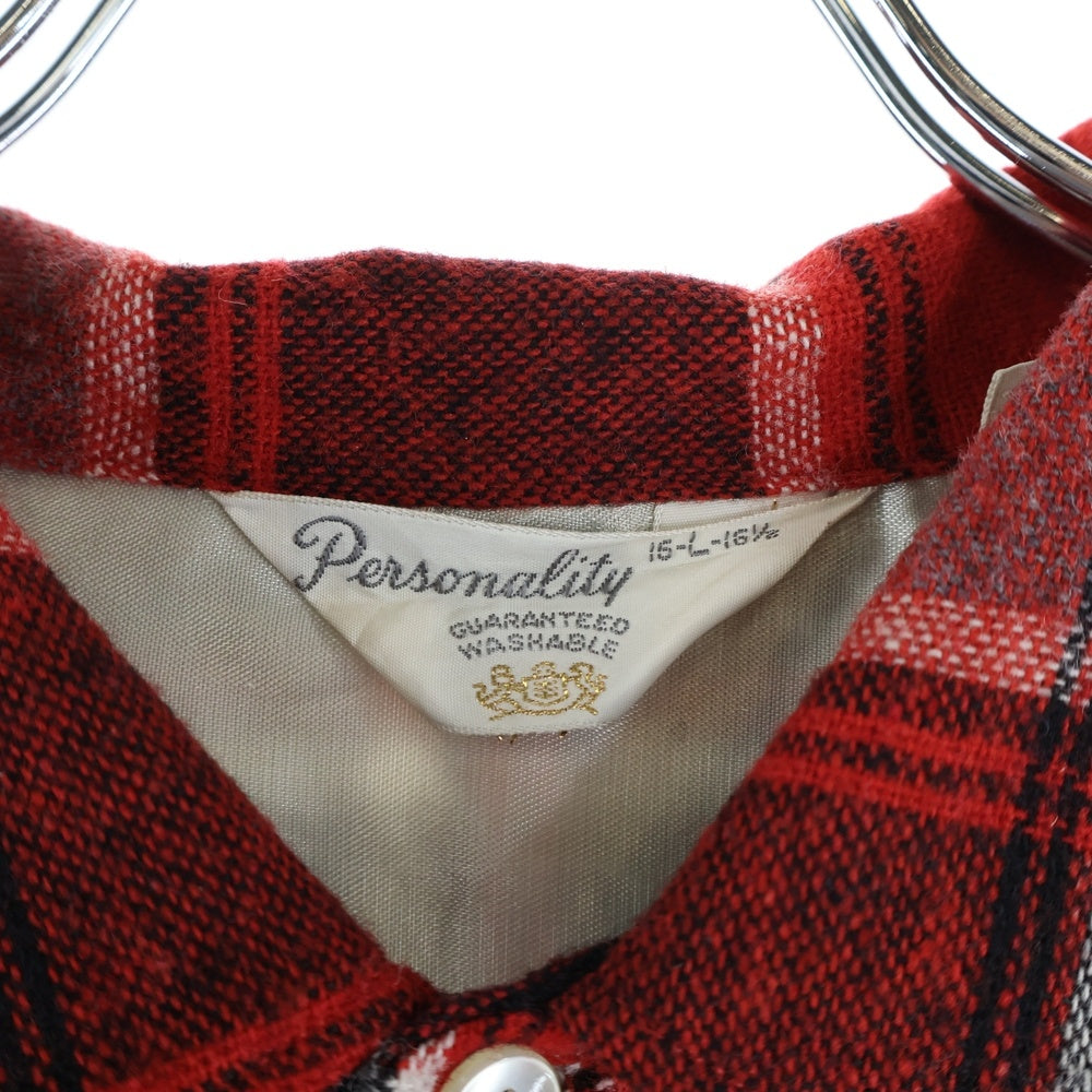VINTAGE(ヴィンテージ) 50-60S PERSONALITY パーソナリティー WOOL RAYON CHECK L/S SHIRT ウール レーヨン チェック 長袖シャツ レッド/グレー/ブラック