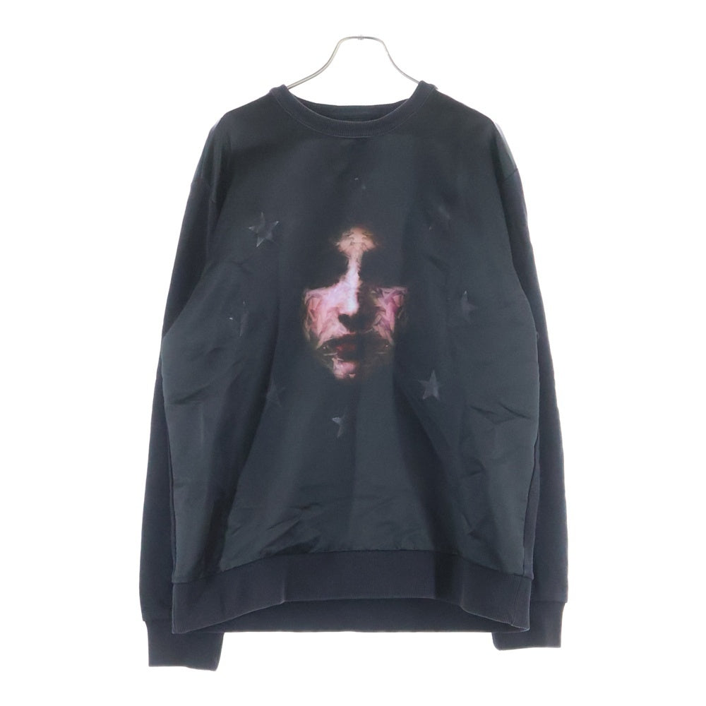 GIVENCHY(ジバンシィ) 13AW マリアプリントナイロン切替スウェット 長袖トレーナー ブラック 13J 7487 711