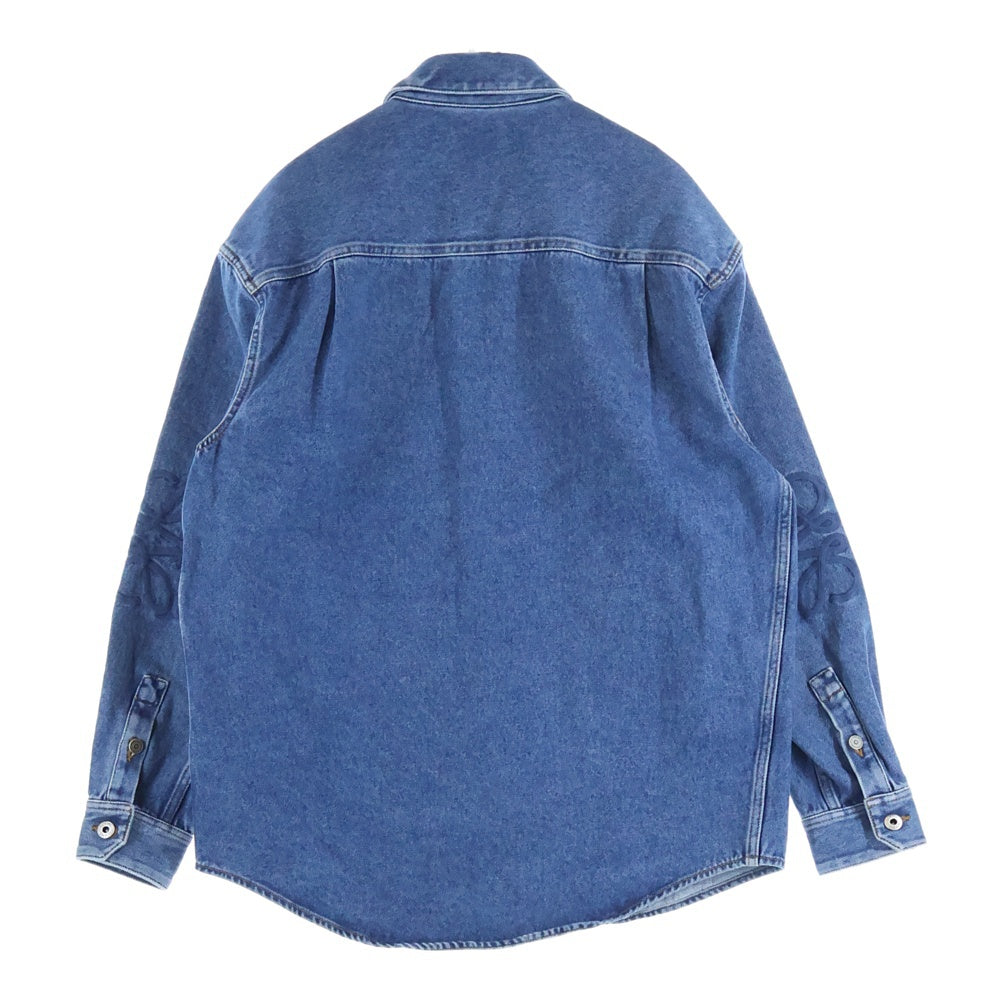 LOEWE(ロエベ) アナグラム ロゴ刺繍 デニムオーバー長袖シャツ ブルー