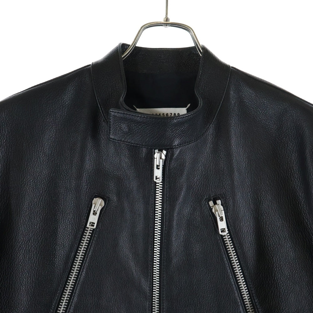 Maison Margiela(メゾンマルジェラ) 5-ZIP LEATHER JACKET ジップアップ シングルレザージャケット ブラック S50AM0489 SY1460