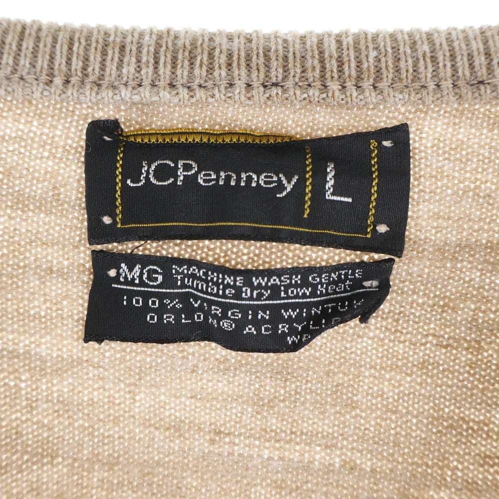 VINTAGE(ヴィンテージ) 70S JC PENNY ジェイシーペニー V-NECK KNIT SWEATER Vネック 染み込みプリント アクリル ニットセーター ブラウン