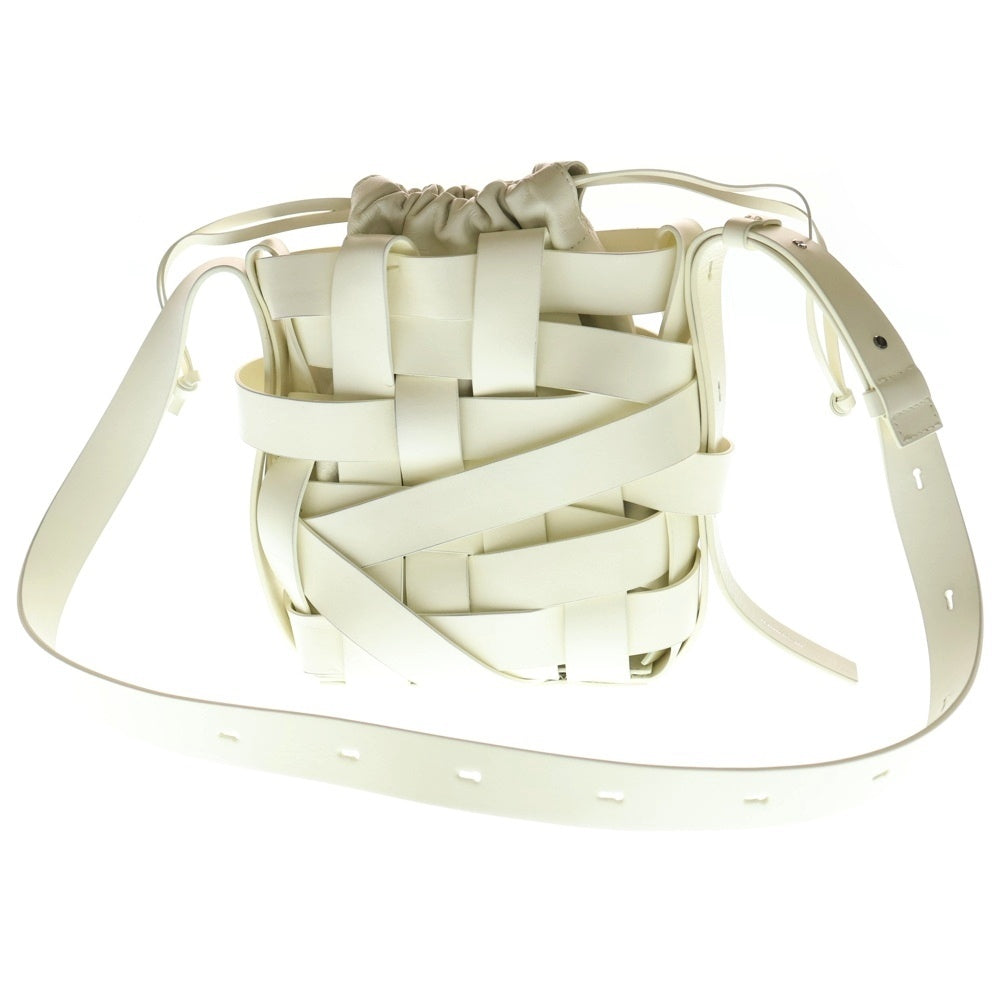 JIL SANDER(ジルサンダー) SMALL WOVEN CROSS BAG カーフレザー スモール ウーヴン クロス バッグ アイボリー レディース