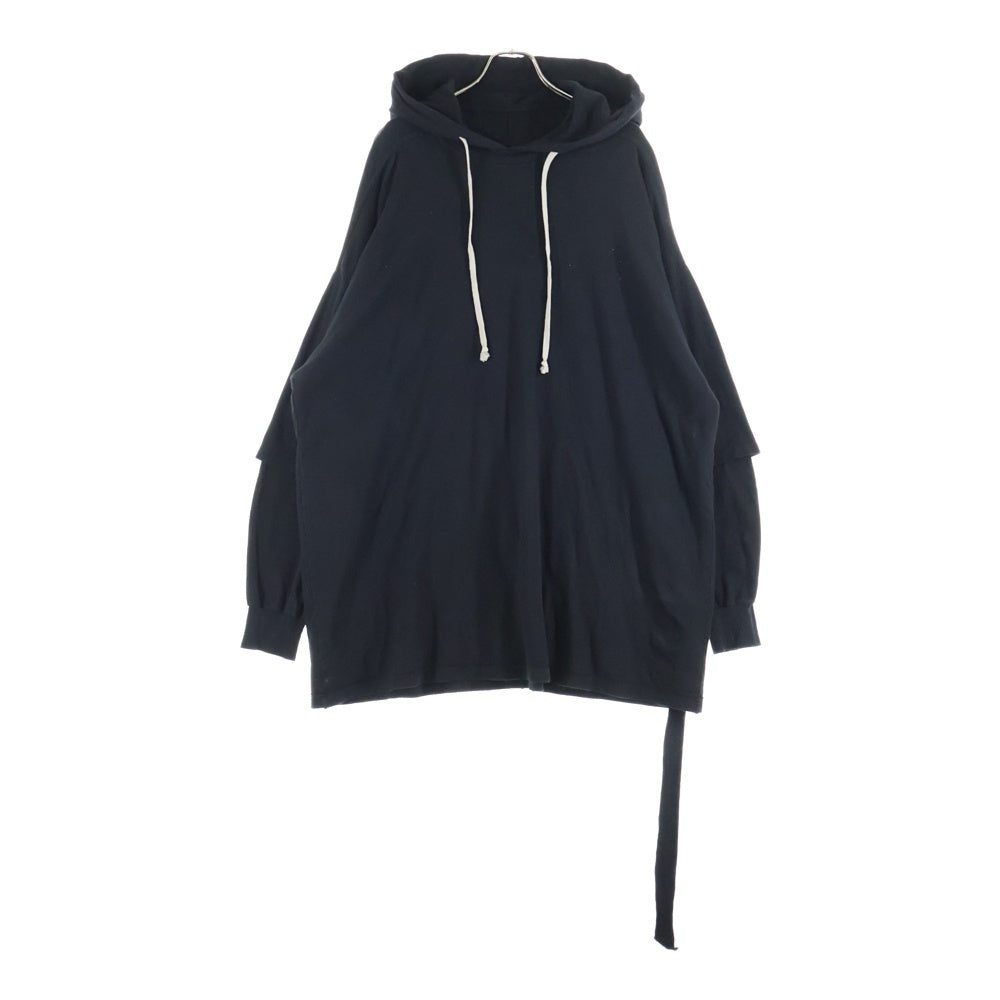 Rick Owens DRKSHDW(リックオウエンス ダークシャドウ) 25AW TOMMY HUSTLER HOODIE DU02E7271-JDB レイヤードデザインプルオーバーパーカー ブラック