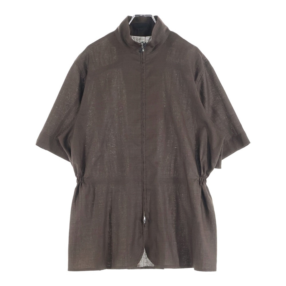 Omar Afridi(オマールアフリディ) 24SS ELASTICATED SHIRT エラスティケーテッド 半袖シャツ ブラウン OA-SS24-SHR-105-01