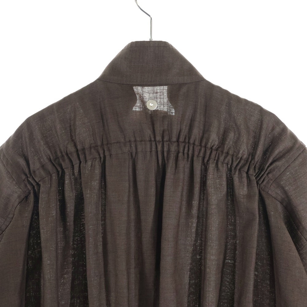 Omar Afridi(オマールアフリディ) 24SS ELASTICATED SHIRT エラスティケーテッド 半袖シャツ ブラウン OA-SS24-SHR-105-01