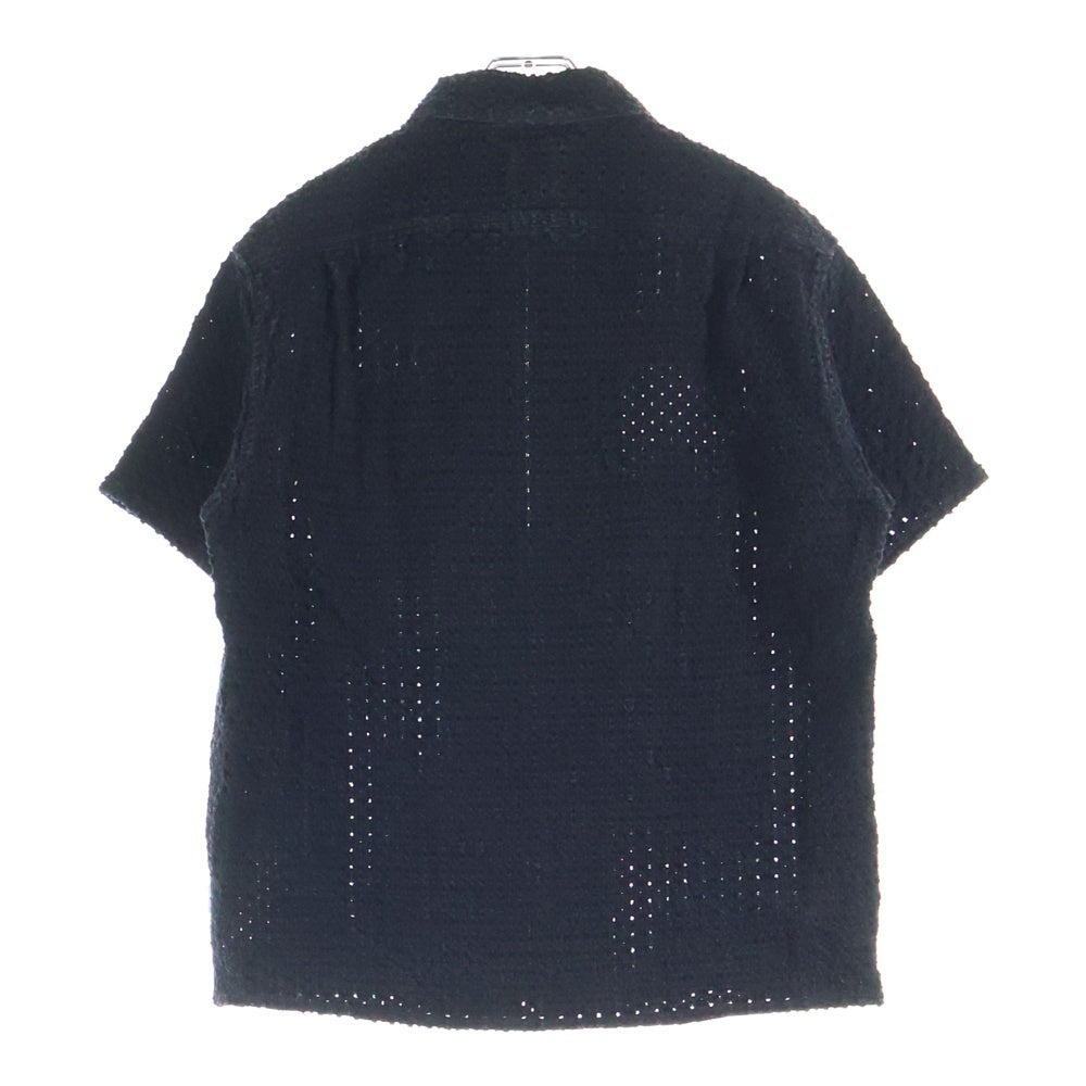 THISISNEVERTHAT(ディスイズネバーザット) DAMAGED DENIM ZIP S/S SHIRT ダメージ デニム ジップ 半袖シャツ ブラック TN250DSHTS01