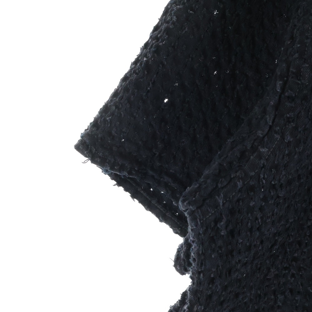 THISISNEVERTHAT(ディスイズネバーザット) DAMAGED DENIM ZIP S/S SHIRT ダメージ デニム ジップ 半袖シャツ ブラック TN250DSHTS01