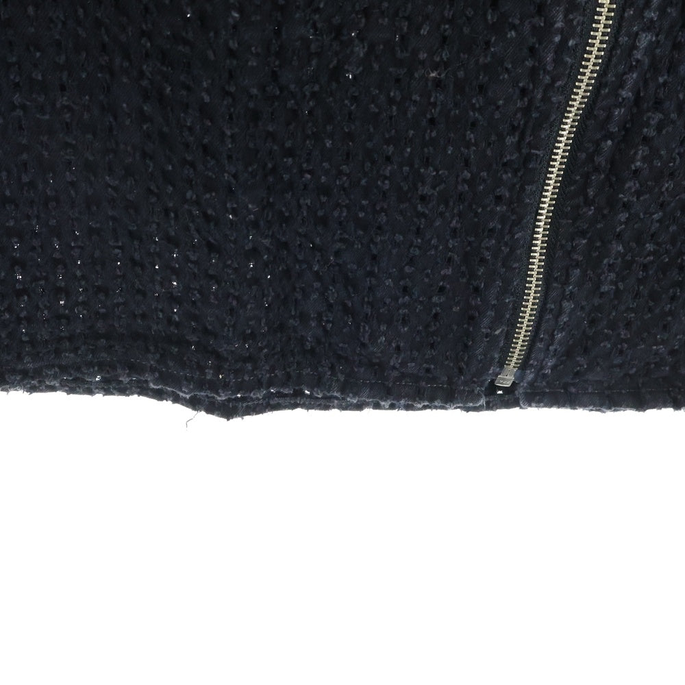 THISISNEVERTHAT(ディスイズネバーザット) DAMAGED DENIM ZIP S/S SHIRT ダメージ デニム ジップ 半袖シャツ ブラック TN250DSHTS01