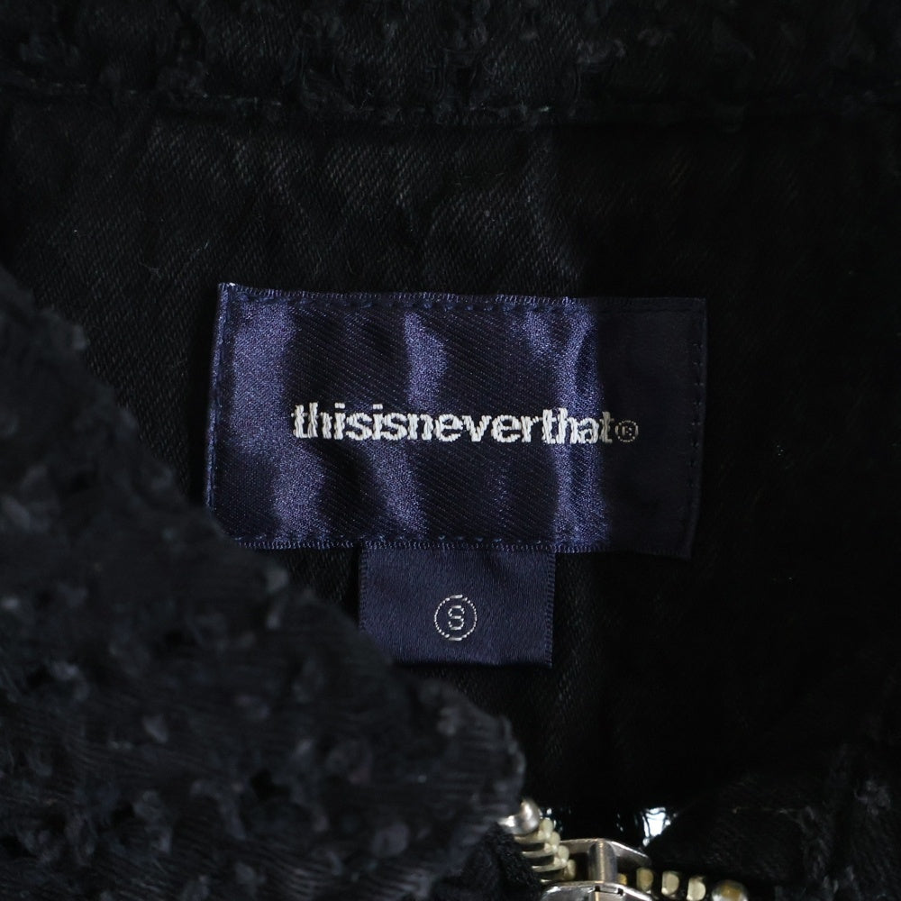 THISISNEVERTHAT(ディスイズネバーザット) DAMAGED DENIM ZIP S/S SHIRT ダメージ デニム ジップ 半袖シャツ ブラック TN250DSHTS01