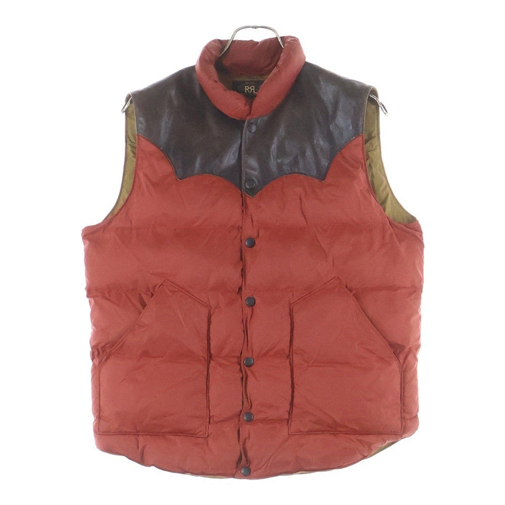 RRL(ダブルアールエル) レザー ヨーク 中綿 ベスト レッド/ブラウン 782758405001