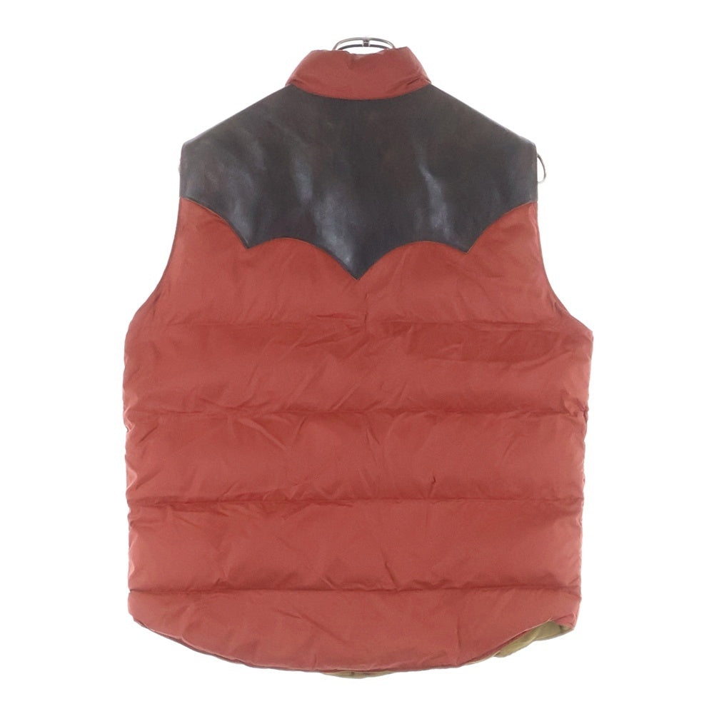 RRL(ダブルアールエル) レザー ヨーク 中綿 ベスト レッド/ブラウン 782758405001