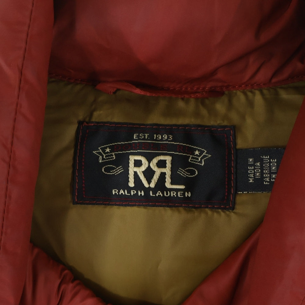 RRL(ダブルアールエル) レザー ヨーク 中綿 ベスト レッド/ブラウン 782758405001